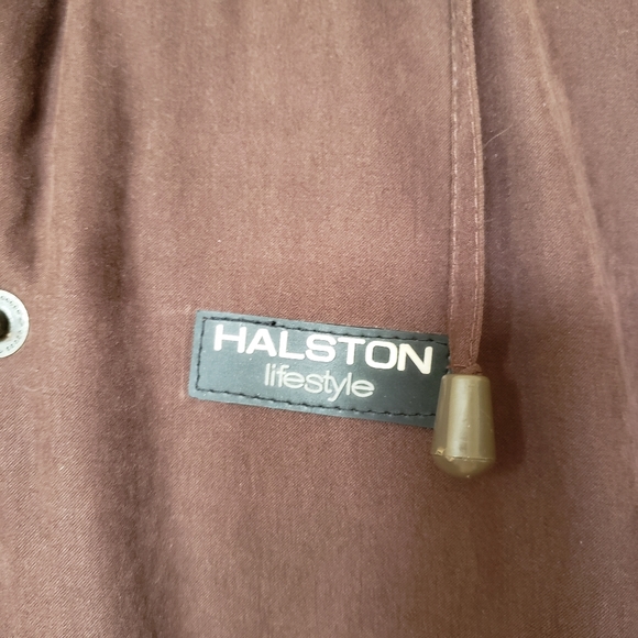 Halston Brown Coyote Fur Hood Zip Up Winter Coat - Picture 7 of 14